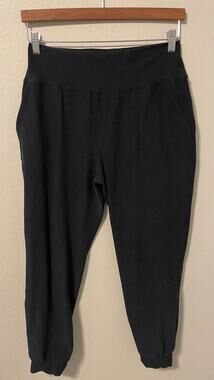 Beyond Yoga Pants Womens Large Black Joggers Pockets Made In USA Knit Lounge